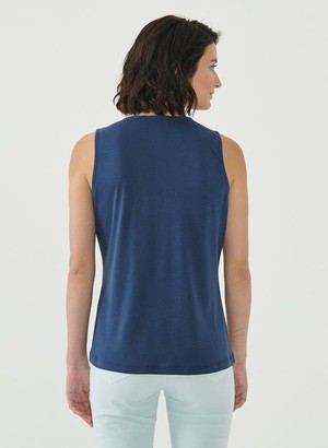 Mouwloze Top Pleated Navy from Shop Like You Give a Damn