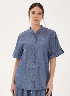 Blouse Denim Look Blauw via Shop Like You Give a Damn