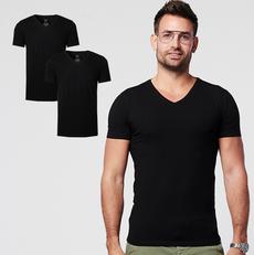 T-shirt - Normale V-hals 2-pack - Zwart van SKOT