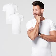 T-shirt Wit Ronde Hals Heren | 2-pack | Slim Fit via SKOT