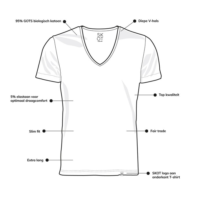 T-shirt - Diepe V-hals 2-pack - Wit from SKOT