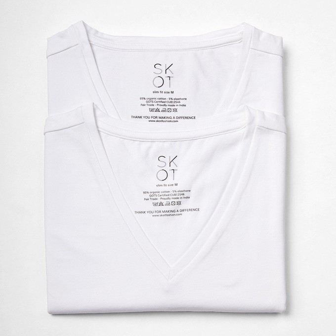 T-shirt Wit V-Hals Heren | 2-pack | Slim Fit from SKOT