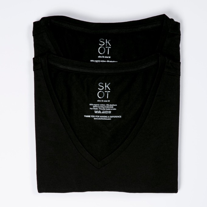 T-shirt Zwart V-Hals Heren | 2-pack | Slim Fit from SKOT