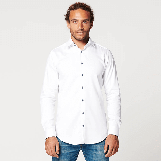 Overhemd - Slim Fit - Circular White Contrast from SKOT