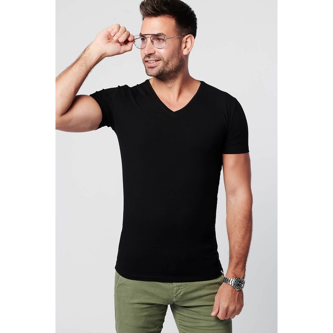 T-shirt Zwart V-Hals Heren | 2-pack | Slim Fit from SKOT