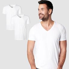 T-shirt - Normale V-hals 2-pack - Wit via SKOT