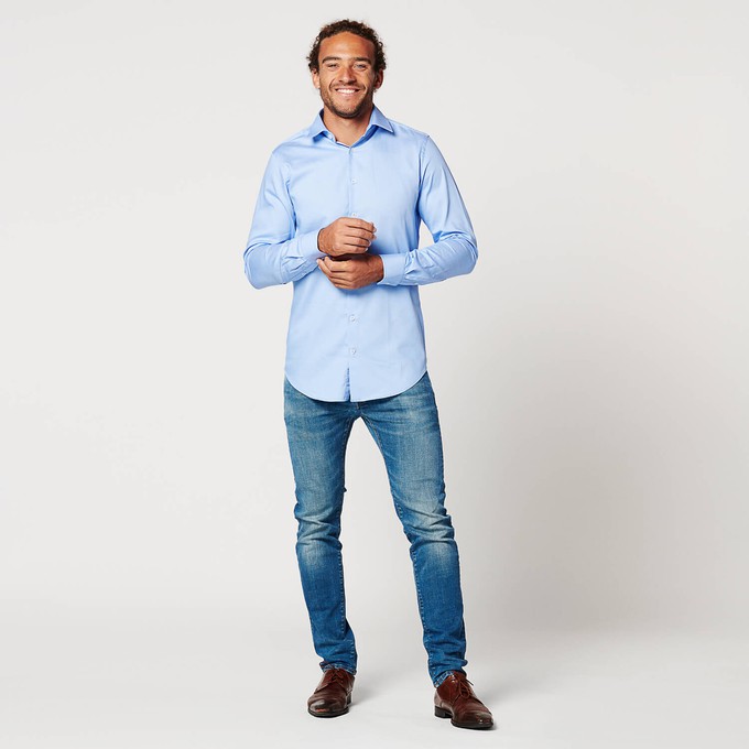 Overhemd - Slim Fit Mouwlengte 7 - Circular Blue from SKOT