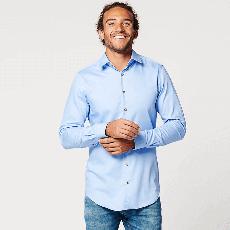 Overhemd - Slim Fit - Circular Blue Contrast via SKOT