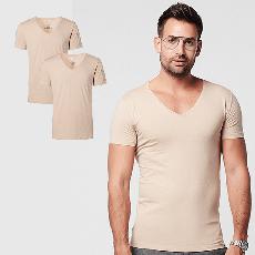 T-shirt - Diepe V-hals 2-pack - Onzichtbaar via SKOT