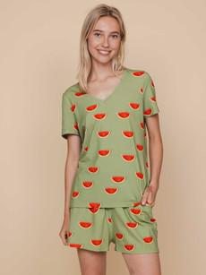 Watermelon V-neck T-shirt en Shorts set Dames via SNURK