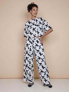 Crossword Cropped T-Shirt en Wijde broek set Dames via SNURK