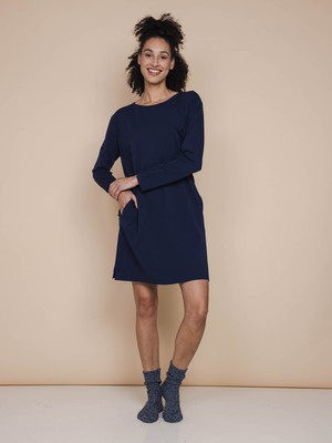 Slow Navy Long Sleeve Dress Dames from SNURK