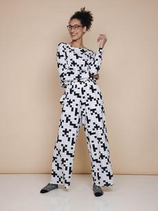 Crossword Long Sleeve T-shirt en Wijde broek set Dames via SNURK