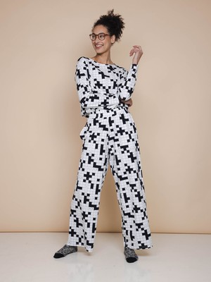 Crossword Long Sleeve T-shirt en Wijde broek set Dames from SNURK