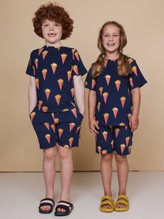 Fries Navy T-shirt en Shorts set Kids via SNURK