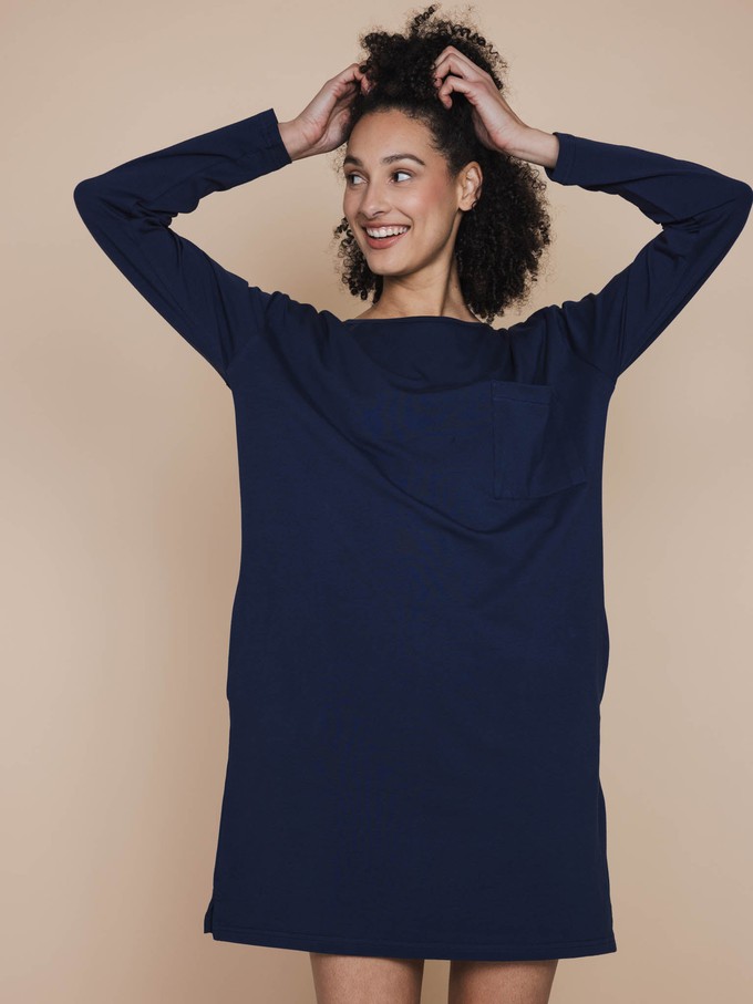 Slow Navy Long Sleeve Dress Dames from SNURK
