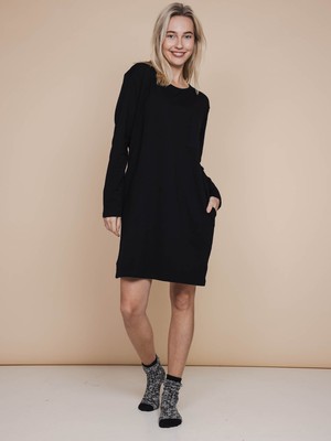 Slow Black Long Sleeve Dress Dames from SNURK
