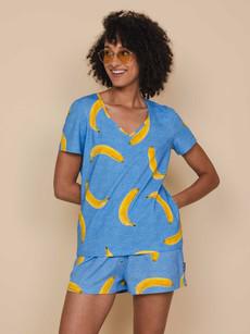 Banana Blue V-neck T-shirt en Shorts set Dames via SNURK