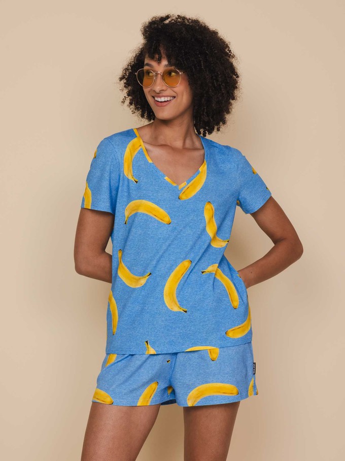 Banana Blue V-neck T-shirt en Shorts set Dames from SNURK