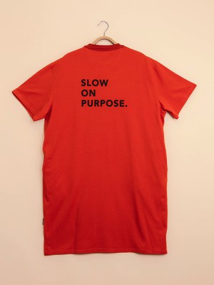 Slow Red Relaxed Tee Dress Dames from SNURK