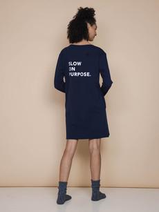 Slow Navy Long Sleeve Dress Dames via SNURK