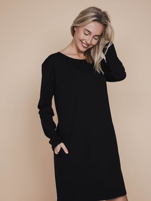 Slow Black Long Sleeve Dress Dames from SNURK
