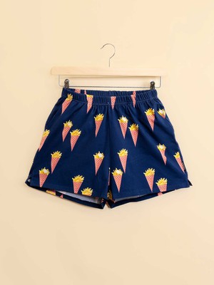 Fries Navy V-neck T-shirt en Shorts set Dames from SNURK