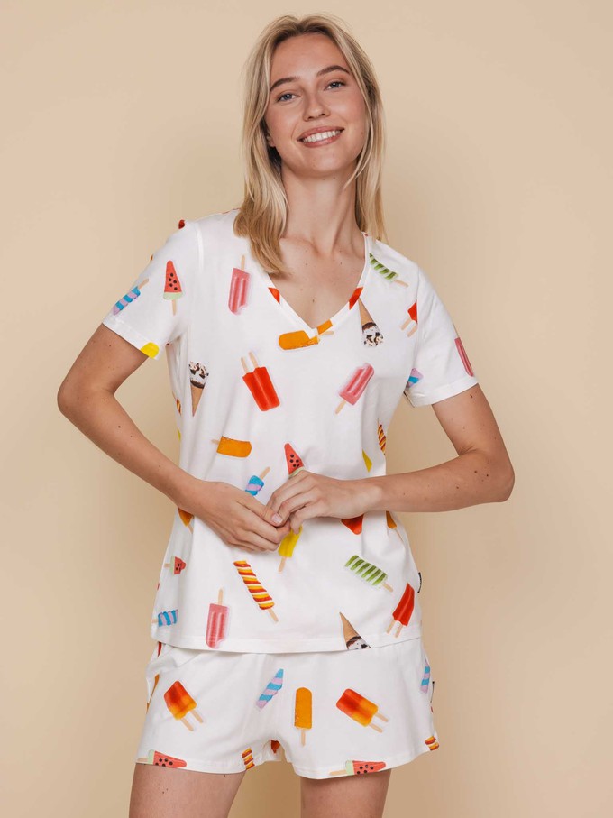 Popsicles V-neck T-shirt en Shorts set Dames from SNURK