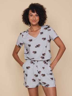 Hippos V-neck T-shirt en Shorts set Dames from SNURK