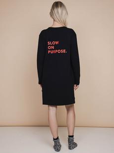 Slow Black Long Sleeve Dress Dames via SNURK
