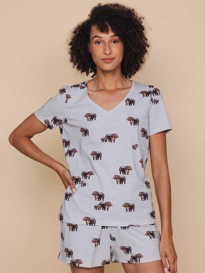 Hippos V-neck T-shirt en Shorts set Dames from SNURK