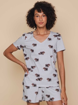 Hippos V-neck T-shirt en Shorts set Dames from SNURK