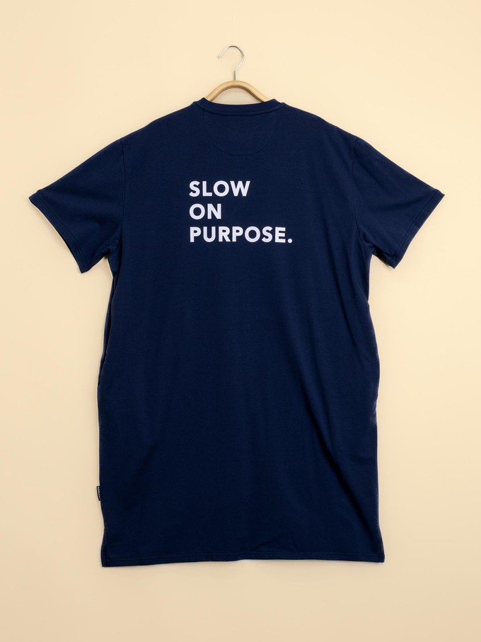 Slow Navy Relaxed Tee Dress Dames from SNURK