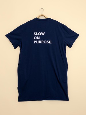 Slow Navy Relaxed Tee Dress Dames from SNURK