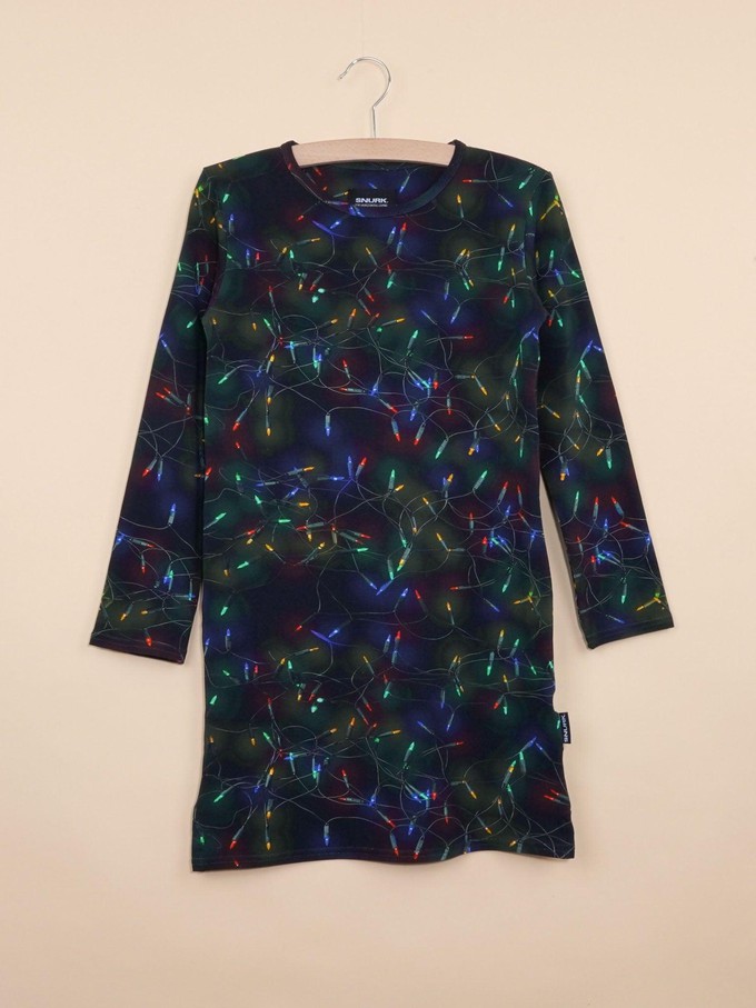 Xmas Lights Long Sleeve Dress Kids from SNURK