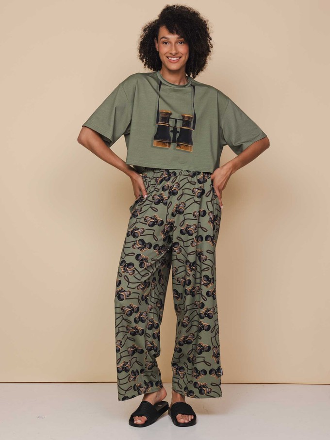 Binoculars Cropped T-shirt en Wijde broek set Dames from SNURK