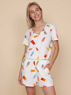 Popsicles V-neck T-shirt en Shorts set Dames from SNURK