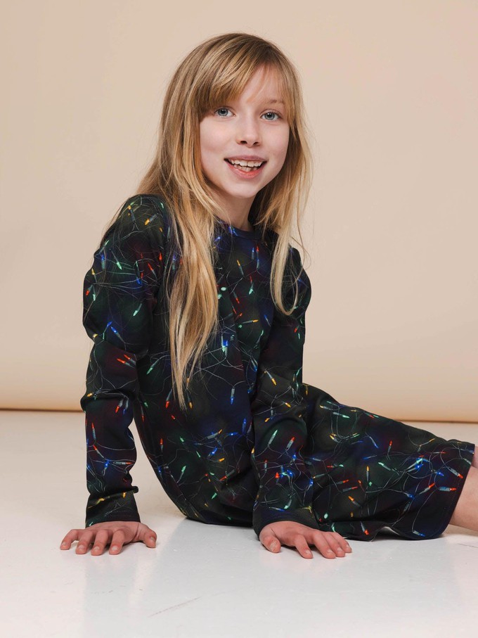 Xmas Lights Long Sleeve Dress Kids from SNURK
