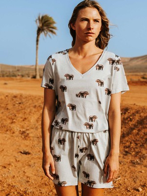 Hippos V-neck T-shirt en Shorts set Dames from SNURK