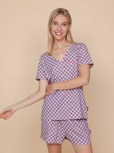 Check V-neck T-shirt en Shorts set Dames via SNURK