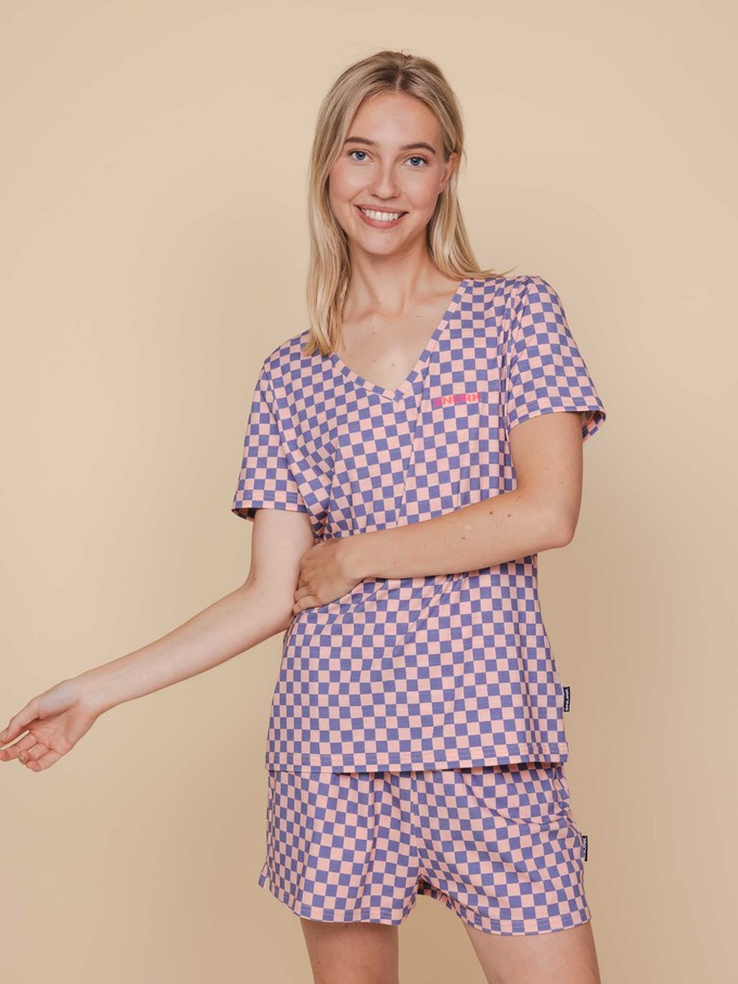 Check V-neck T-shirt en Shorts set Dames from SNURK