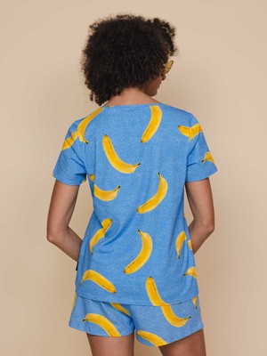 Banana Blue V-neck T-shirt en Shorts set Dames from SNURK