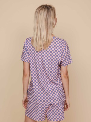 Check V-neck T-shirt en Shorts set Dames from SNURK