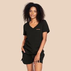 Black V-neck T-shirt Dames via SNURK