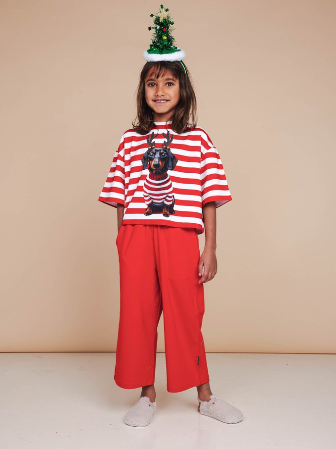 Coral Red Wijde broek Kids from SNURK