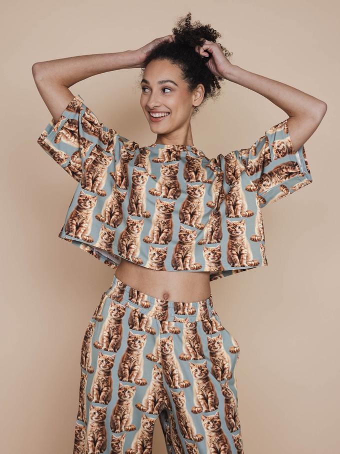 Bowie Cropped T-shirt en Wijde broek set Dames from SNURK