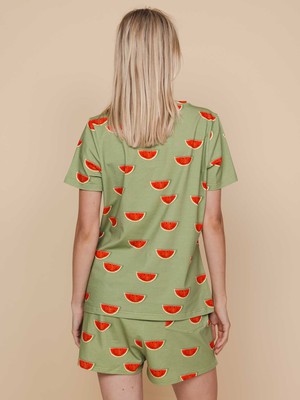 Watermelon V-neck T-shirt en Shorts set Dames from SNURK