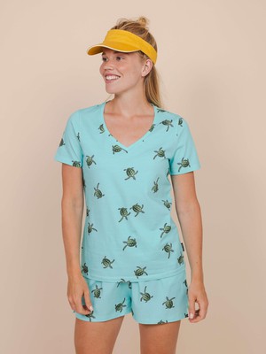 Sea Turtles V-neck T-shirt en Korte Broek set Dames from SNURK