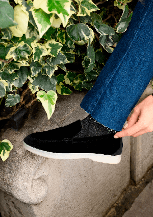 Vegan Velvet Loafer Black from Solari Milano