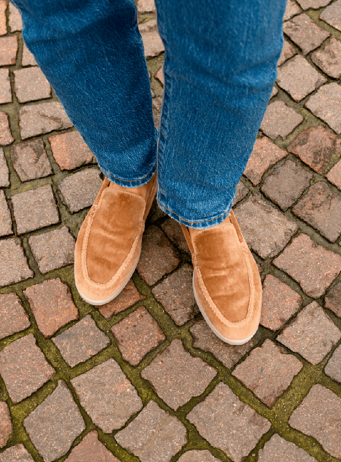 Vegan Velvet Loafer Taupe from Solari Milano